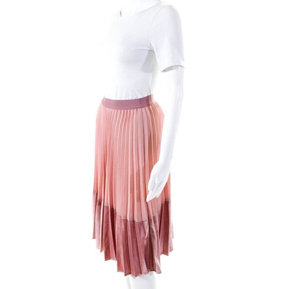 Pinko Italy Pleated Velvet Midi Skirt Pink 2 4 NWOT - Picture 4 of 9